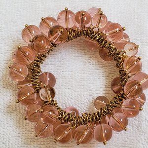 Anthropologie Pink Glass Beads Bracelet Elastic NEW